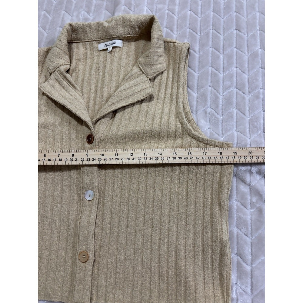 MADEWELL Ribbed Vest Top Sz L Coastal Grandmother Terry Cloth Cottagecore Boho - Picture 11 of 12